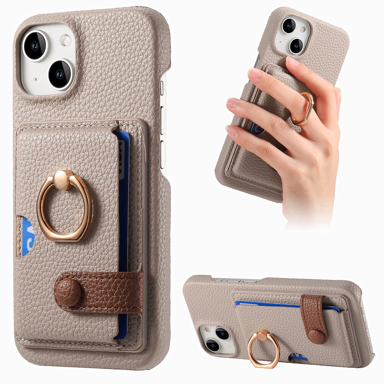 Y2 For iPhone 14 Case Kickstand Card Slot PU+PC+TPU Anti-Drop Phone Shell Y2 For iPhone 14 Case Kickstand Card Slot PU+PC+TPU Anti-Drop Phone Shell
